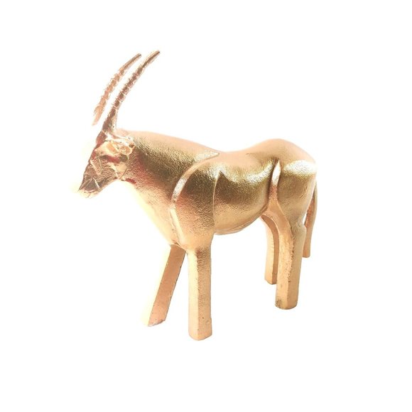 Antelope Gazelle Animal Statue Figurine Copper Colored Cast Aluminum 8" Tall - Picture 8 of 10
